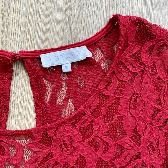 1. State Red Lace Romper/ Jumpsuit Long Sleeve - Picture 3 of 7